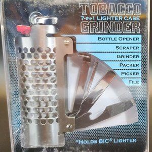 NIP 7 In 1 Tobacco Grinder Lighter Case Packer Bottle Opener Scraper Picker File